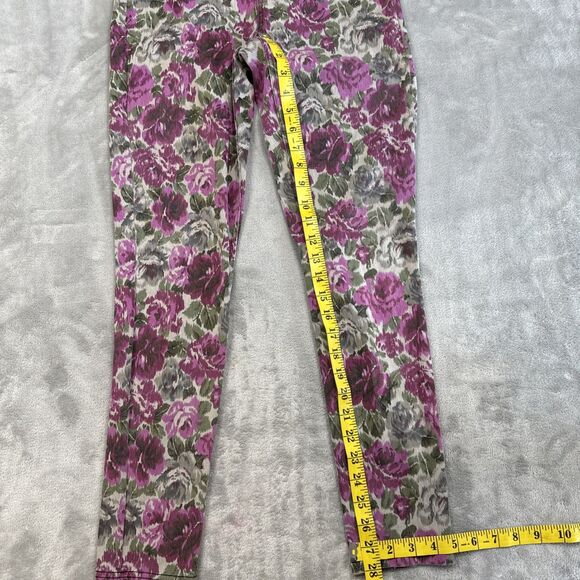 Hue Women’s M Pink Rose Floral Jeggings Pull-On Skinny Stretch Pants - Picture 3 of 6